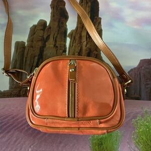 Orange Leather Crossbody Bag